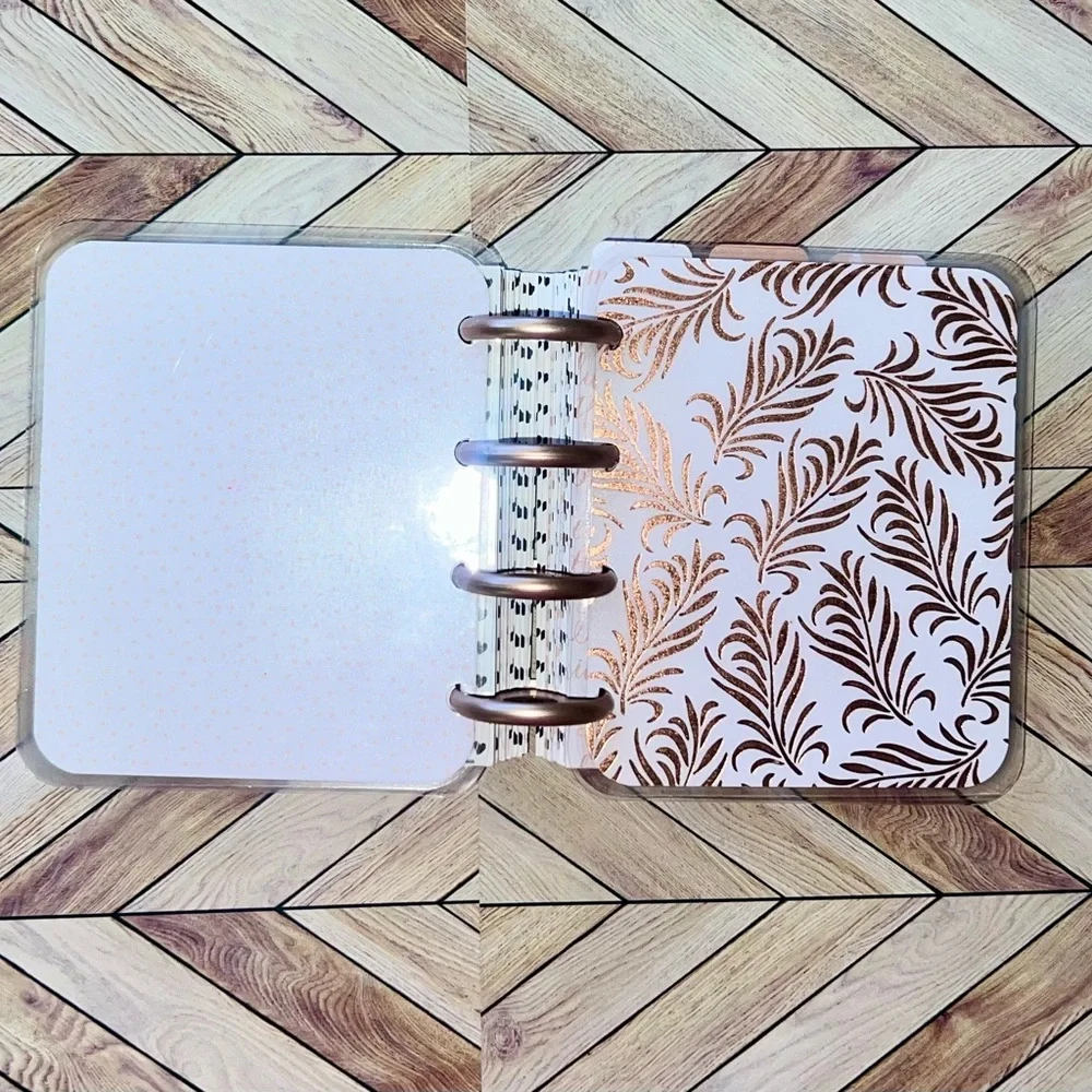 Happy planner micro size notes monthly and weekly layout Rose Golg Quartz leaves